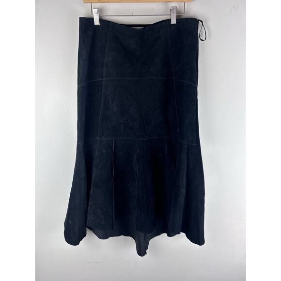 CAbi Dresses & Skirts - Cabi Sz 8 Black Suede Patchwork Midi Skirt Whimsical Witchy Western Handkerchief